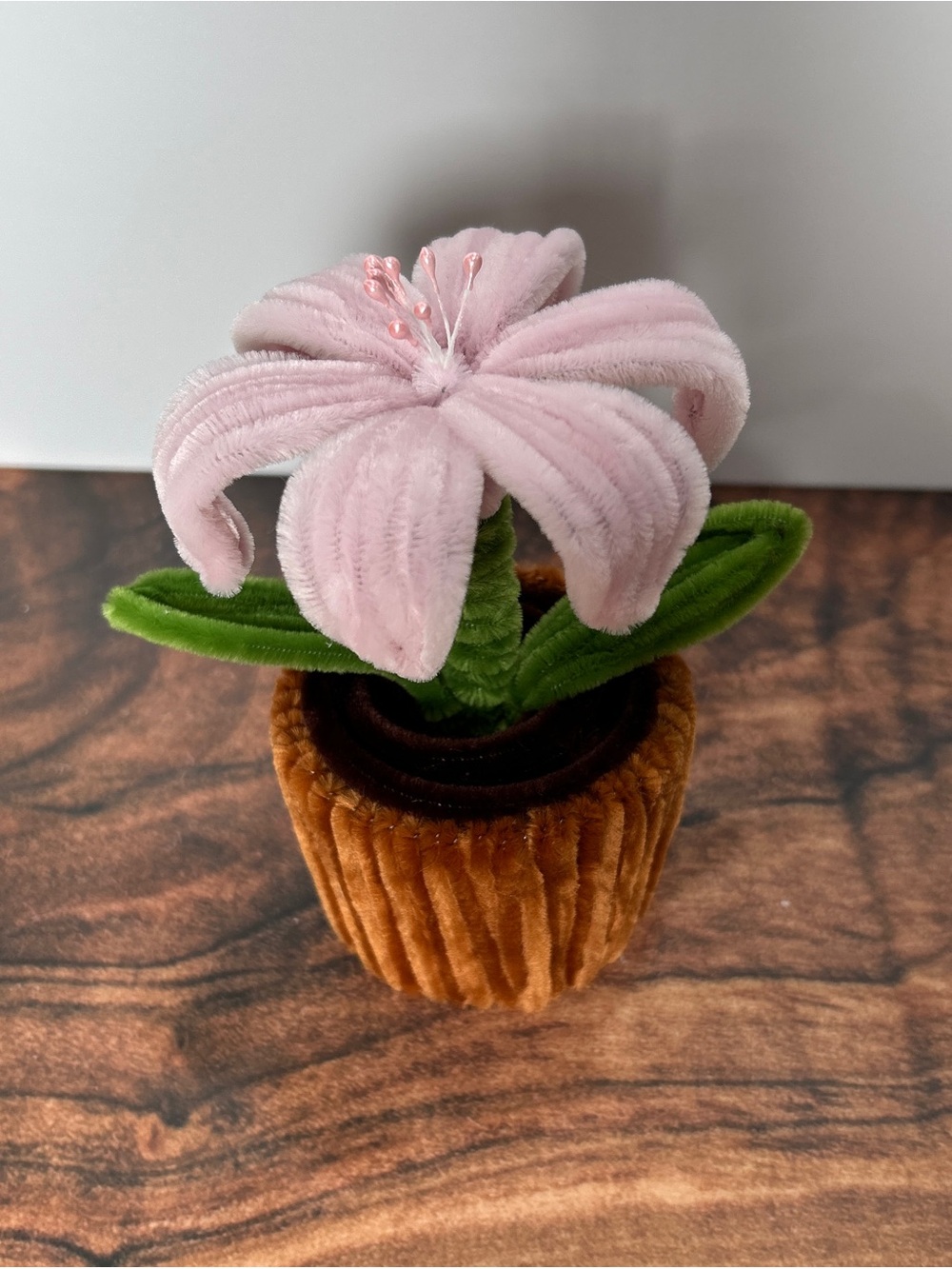 Lilac Pink Pipe Cleaner Flower Pot, Floral Home Decor, Handmade Gift - UNSHADED